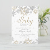 Baby It's Cold Outside Silver Gold Snowflake Invitation (Standing Front)