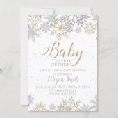 Baby It's Cold Outside Silver Gold Snowflake Invitation (Front)