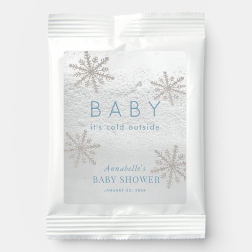 Baby Its Cold Outside Silver Snowflakes Blue Hot Chocolate Drink Mix