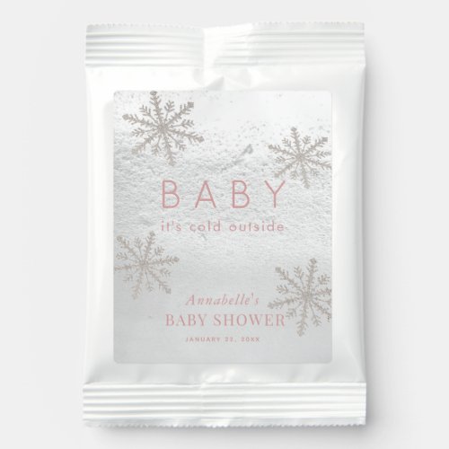 Baby Its Cold Outside Silver Snowflakes Pink Hot Chocolate Drink Mix