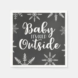 Baby Its Cold Outside Silver Winter Baby Shower Napkins