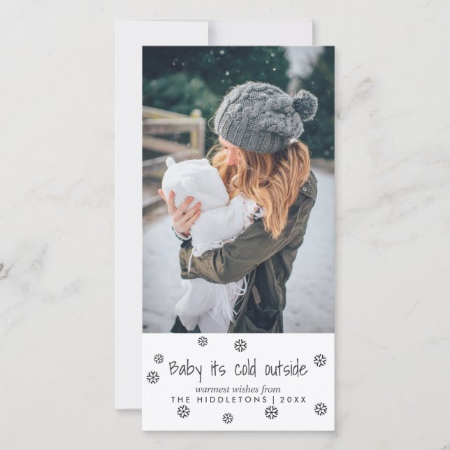 Baby Its Cold Outside Simple Script Holiday Photo (Front)