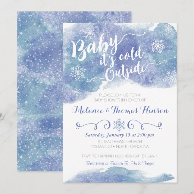 Baby It's Cold Outside Snow Baby Shower Invitation (Front/Back)