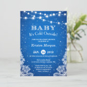 Baby Its Cold Outside Snow Blue Winter Baby Shower Invitation (Standing Front)