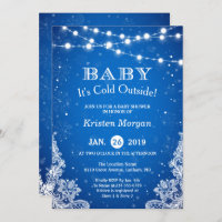 Baby Its Cold Outside Snow Blue Winter Baby Shower Invitation