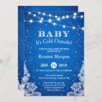 Baby Its Cold Outside Snow Blue Winter Baby Shower Invitation