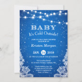 Baby Its Cold Outside Snow Blue Winter Baby Shower Invitation (Front)