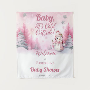 Baby It's Cold Outside Snow Girl Baby Shower Tapestry