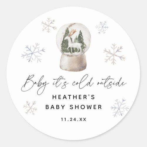 Baby Its Cold Outside Snow Globe Baby Shower Classic Round Sticker