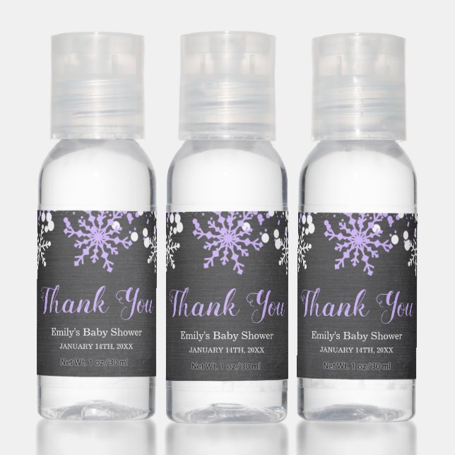 Baby Its Cold Outside Snow Purple Girl Baby Shower Hand Sanitizer (Set)