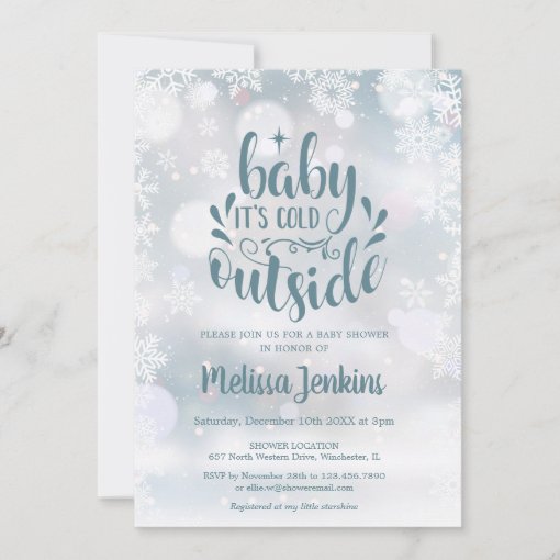 Baby It's Cold Outside Snow Winter Baby Shower Invitation | Zazzle