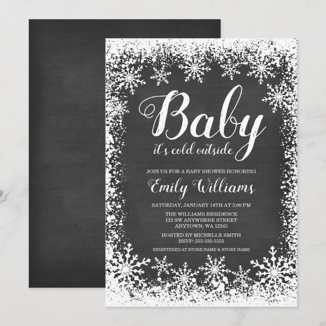 Baby It's Cold Outside Snow Winter Baby Shower Invitation (Front/Back)
