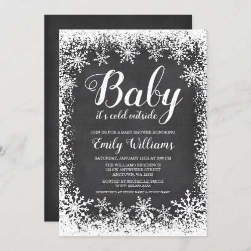 Baby Its Cold Outside Snow Winter Baby Shower Invitation