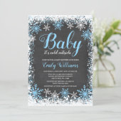 Baby Its Cold Outside Snow Winter Boy Baby Shower Invitation (Standing Front)