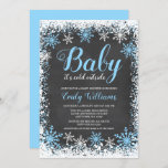 Baby Its Cold Outside Snow Winter Boy Baby Shower Invitation<br><div class="desc">Trendy boy winter themed baby shower invitations. This stylish design features a blue and white snowflake border and script font on a chalkboard background.</div>