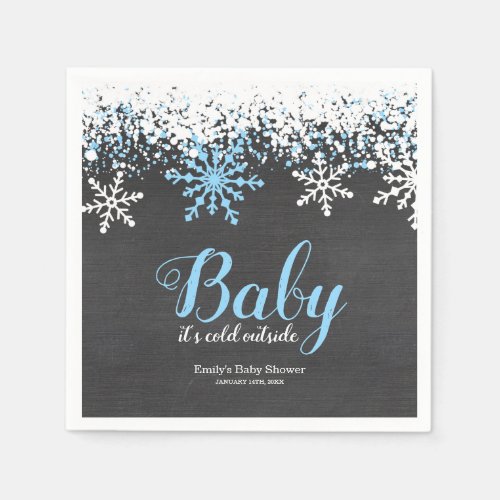 Baby Its Cold Outside Snow Winter Boy Baby Shower Napkins