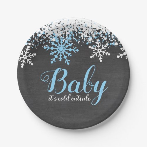 Baby Its Cold Outside Snow Winter Boy Baby Shower Paper Plates