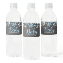 Baby Its Cold Outside Snow Winter Boy Baby Shower Water Bottle Label