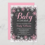 Baby Its Cold Outside Snow Winter Girl Baby Shower Invitation<br><div class="desc">Trendy girl winter themed baby shower invitations. This stylish design features a pink and white snowflake border and script font on a chalkboard background.</div>