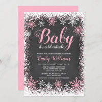 Baby Its Cold Outside Snow Winter Girl Baby Shower Invitation