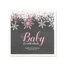 Baby Its Cold Outside Snow Winter Girl Baby Shower Napkins