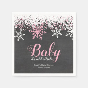 Baby Its Cold Outside Snow Winter Girl Baby Shower Napkins