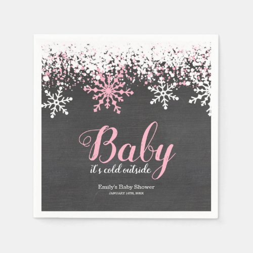 Baby Its Cold Outside Snow Winter Girl Baby Shower Napkins
