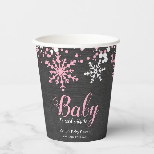 Baby Its Cold Outside Snow Winter Girl Baby Shower Paper Cups
