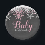 Baby Its Cold Outside Snow Winter Girl Baby Shower Paper Plates<br><div class="desc">Girl winter themed baby shower paper plates. This cute design features pink and white snowflakes on a chalkboard background.</div>
