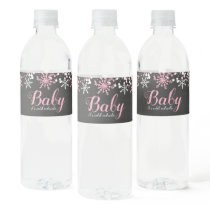 Baby Its Cold Outside Snow Winter Girl Baby Shower Water Bottle Label