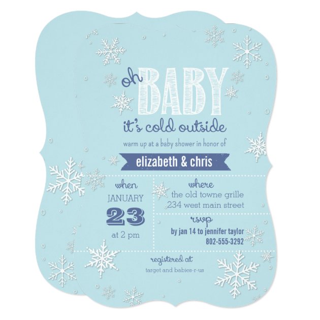 Baby It's Cold Outside Snowflake Baby Shower Invitation