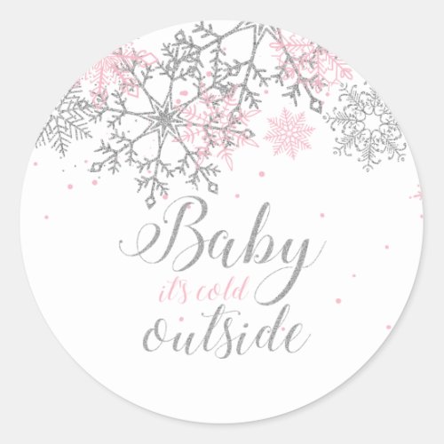 Baby Its Cold Outside Snowflake Baby Shower Classic Round Sticker