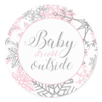 Baby It's Cold Outside Snowflake Baby Shower Classic Round Sticker