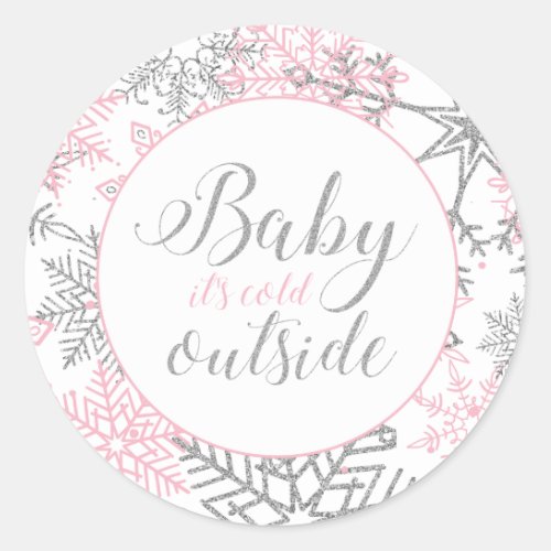 Baby Its Cold Outside Snowflake Baby Shower Classic Round Sticker
