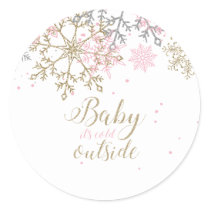 Baby It's Cold Outside Snowflake Baby Shower Classic Round Sticker