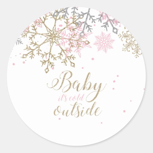 Baby Its Cold Outside Snowflake Baby Shower Classic Round Sticker