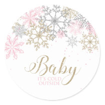 Baby It's Cold Outside Snowflake Baby Shower Classic Round Sticker
