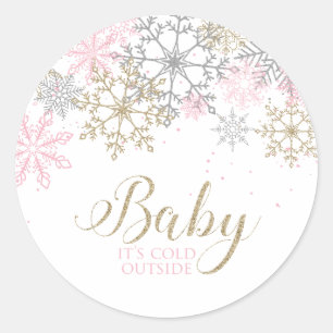 Baby It's Cold Outside Snowflake Baby Shower Classic Round Sticker