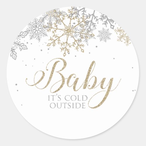 Baby Its Cold Outside Snowflake Baby Shower Classic Round Sticker