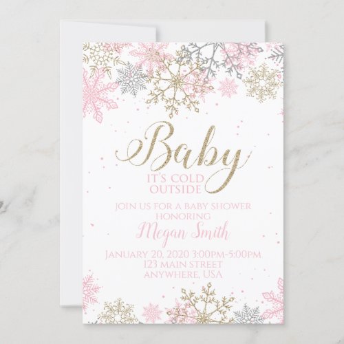 Baby Its Cold Outside Snowflake Baby Shower Invitation