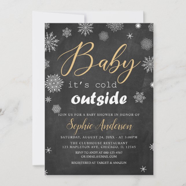 Baby It's Cold Outside Snowflake Baby Shower Invitation (Front)
