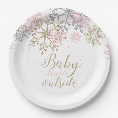 Baby Its Cold Outside Snowflake Baby Shower Paper Paper Plates