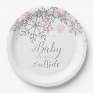 Baby It's Cold Outside Snowflake Baby Shower Paper Plates
