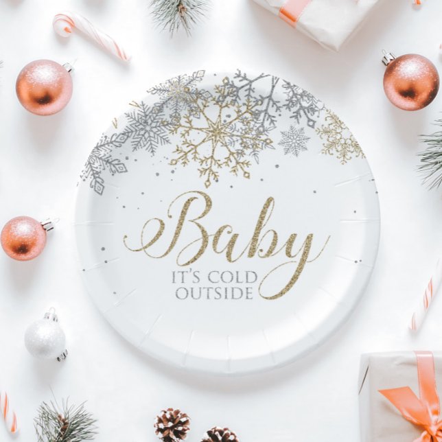 Baby It's Cold Outside Snowflake Baby Shower Paper Plates (Creator Uploaded)