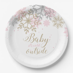 Baby It's Cold Outside Snowflake Baby Shower Paper Plates