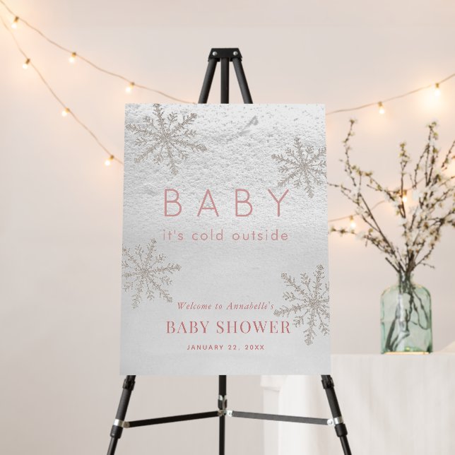 Baby Its Cold Outside Snowflake Girl Baby Shower Foam Board (In Situ (Stand))