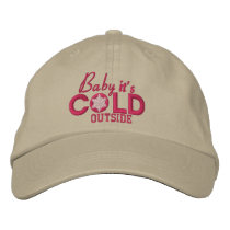 Baby It's Cold Outside Snowflake Girly Pink Embroidered Baseball Cap