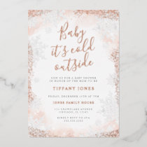 Baby it's cold outside Snowflake Pink Baby shower  Foil Invitation