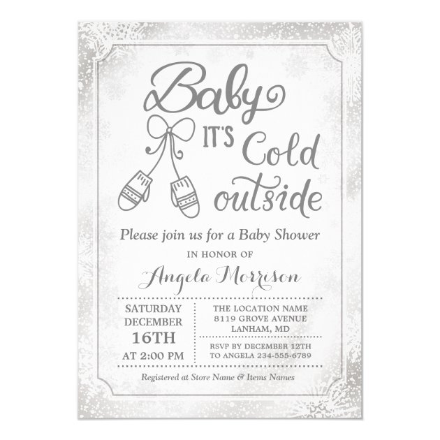 Baby Its Cold Outside Snowflake Winter Baby Shower Invitation