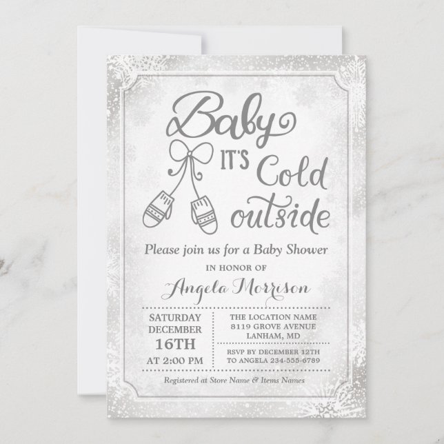 Baby Its Cold Outside Snowflake Winter Baby Shower Invitation (Front)